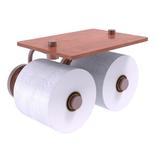 Charlton Home® Leamore Wall Mount Toilet Paper Holder w/ Wood Shelf Metal in Brown | 5.4 H x 8.5 W x 7.4 D in | Wayfair QN-24-2S-IRW-CA