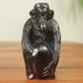 World Menagerie Corden Mischievous Chimp Hand Carved Figurine Wood in Black/Brown | 6 H x 3.3 W x 4.3 D in | Wayfair 245742