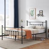 Trent Austin Design® Kempst 42.9" Steel Bed Frame Metal in Black/Brown | 42.9 H x 54 W x 75 D in | Wayfair AE5355A2750241B8BF67280A9549B560