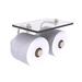 Charlton Home® Beresford Wall Mount Toilet Paper Holder w/ Glass Shelf Metal in Gray | 5 H x 8.5 W x 7.4 D in | Wayfair WP-24-2S-SN