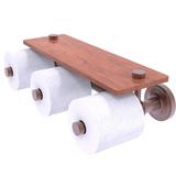 Charlton Home® Alcott Wall Mount Toilet Paper Holder w/ Wood Shelf Metal in Brown | 4.7 H x 16.6 W x 8.1 D in | Wayfair PR-35-3S-IRW-CA