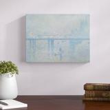 East Urban Home Charing Cross Bridge by Claude Monet - Wrapped Canvas Print Canvas, Wood in Blue | 24 H x 35.75 W x 1.5 D in | Wayfair
