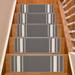 White 0.3 x 9 W in Stair Treads - Ebern Designs Slip Resistant Machine Washable Solid Bordered Low Pile Stair Treads Synthetic Fiber | Wayfair