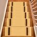 White 0.3 x 6.5 W in Stair Treads - Ebern Designs Slip Resistant Machine Washable Solid Bordered Low Pile Stair Treads Synthetic Fiber | Wayfair