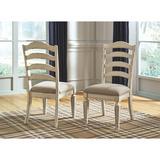 Signature Design by Ashley Realyn Dining Room Ladder Back Chair Wood/Upholstered/Fabric in Brown/White | 40.88 H x 20 W x 24.75 D in | Wayfair
