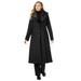 Plus Size Women's Long Wool-Blend Coat with Faux Fur Collar by Jessica London in Black (Size 22)