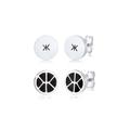 KUZZOI - Herren Stecker 2er Set Emaille Brushed 925 Silber Herrenschmuck