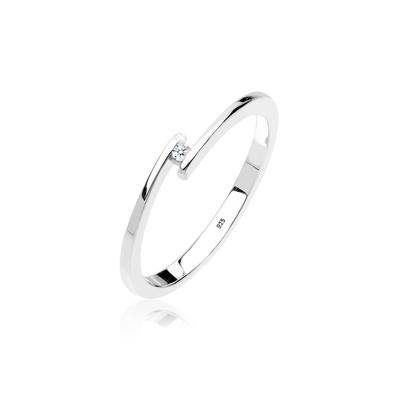 Elli DIAMONDS - Verlobungsring Solitär Diamant 0.015 ct.925 Silber Ringe 1 ct Damen