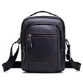 MANNUOSI Men's Shoulder Casual Business First layer cowhide Motion Cross-Body Bags handbag Messenger bag UK480 Black