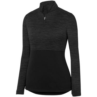 Augusta Sportswear 2909 Women's Shadow Tonal Heather 1/4 Zip Pullover T-Shirt in Black size Medium | Polyester