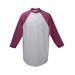 Augusta Sportswear AG4420 Athletic Adult 3/4-Sleeve Baseball Jersey T-Shirt in Heather/Maroon size Large | Cotton Polyester 4420