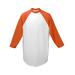 Augusta Sportswear AG4420 Athletic Adult 3/4-Sleeve Baseball Jersey T-Shirt in White/Orange size Small | Cotton Polyester 4420