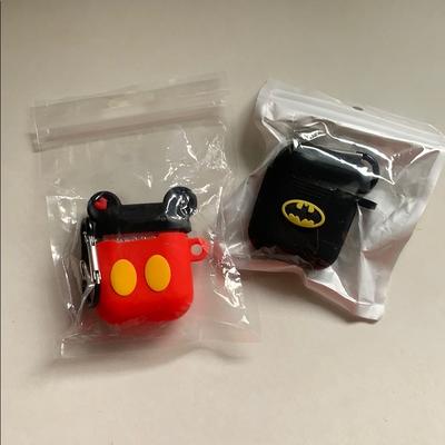 Disney Accessories | Apple Airpod 1/2 Silicone Cases Lot | Color: Black/Red | Size: Os