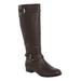 Wide Width Women's The Janis Wide Calf Leather Boot by Comfortview in Dark Brown (Size 7 W)