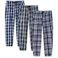 JINSHI Men's Cotton Plaid Pyjama Bottoms Lounge Pants Trousers Nightwear Tartan Pajama Pjs Bottoms Button Fly (Black/Purple/Grey) Size M