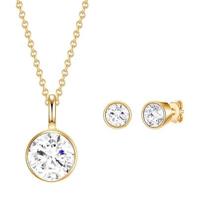 Rafaela Donata Set (Kette + Ohrstecker) Gelbvergoldet verziert mit Kristallen von Swarovski® 14,0 mm Damen