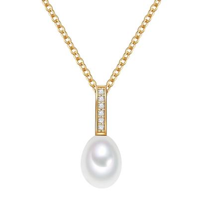 Valero Pearls Kette mit Anhänger Gelbvergoldet Süßwasser-Zuchtperlen weiß 42,0 cm Basiskette + 7,0 Verlängerung Damen Image