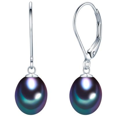 Valero Pearls Ohrhänger Sterling Silber Süßwasser-Zuchtperlen pfauenblau ca. 8,0-9,0 mm 25,0 Damen Image