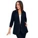 Plus Size Women's Linen Blazer by Jessica London in Black (Size 14 W) Jacket