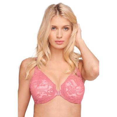 Plus Size Women's Glamorise® Wonderwire® Stretch Lace Front-Close Underwire Bra by Glamorise in Apricot (Size 36 DD)