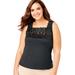 Plus Size Women's Silky Lace-Trimmed Camisole by Comfort Choice in Black (Size L) Full Slip