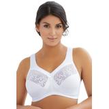 Plus Size Women's Magic Lift® Embroidered Wireless Bra by Glamorise in White (Size 36 F)