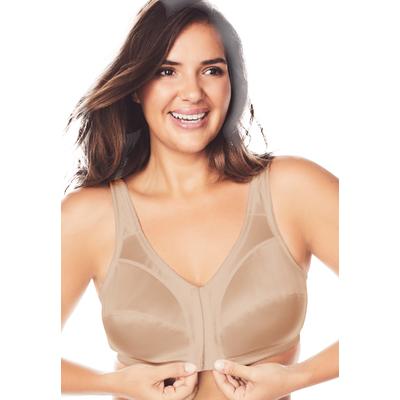 Plus Size Women's Front-Close Satin Wireless Bra by Comfort Choice in Nude (Size 40 G)