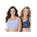 Plus Size Women's Wireless Sport Bra 2-Pack by Comfort Choice in Evening Blue Daisy Pack (Size 3X)