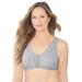 Plus Size Women's Cotton Front-Close Wireless Bra by Comfort Choice in Heather Grey (Size 42 C)