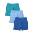 Plus Size Women's Stretch Cotton Boxer 3-Pack by Comfort Choice in Vibrant Blue Pack (Size 12) Underwear