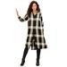 Plus Size Women's Button-Front Ultra Tunic by Roaman's in Black Ivory Tartan (Size 16 W) Long Shirt Blouse