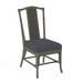 Braxton Culler Drury Lane Slat Back Side Dining Chair Upholstered/Wicker/Rattan in Gray/Blue | 39 H x 19 W x 25 D in | Wayfair