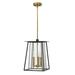 Birch Lane™ Omnira 3 -Bulb 17.3" H Outdoor Hanging Lantern Glass/Aluminium/Metal in Brown | 17.25 H x 11.5 W x 11.5 D in | Wayfair