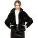 Allegra K Women's Winter Fluffy Jacket Zipper Front Shawl Collar Faux Fur Coat Black 8
