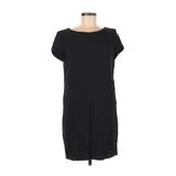 Mossimo Casual Dress - Shift Crew Neck Short Sleeve: Black Solid Dresses - Women's Size 8