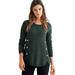 Plus Size Women's Button Trim Pullover Sweater by ellos in Deep Emerald (Size 10/12)