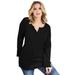 Plus Size Women's Thermal Henley Tunic by Roaman's in Black (Size 4X) Long Sleeve Shirt