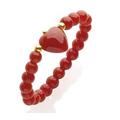 Rings with Hearts and Dots in Red Coral of the Mediterranean, 18kt Yellow Gold Dots, Available in Three Sizes red