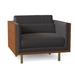 Armchair - Maria Yee Maxwell 36.25" Wide Armchair Wood/Fabric in White/Yellow/Brown | 32.25 H x 36.25 W x 32.5 D in | Wayfair