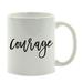 Ebern Designs Albiona Calligraphy Good Virtues Ceramic Coffee Mug Ceramic in Brown/White | 3.75 H x 3.1 W in | Wayfair