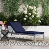 Wade Logan® Shore Outdoor Patio Aluminum Chaise w/ Cushions Metal in Gray | 12 H x 25 W x 76 D in | Wayfair 10494AA5B49D4BFCA9808EC73CBDA209