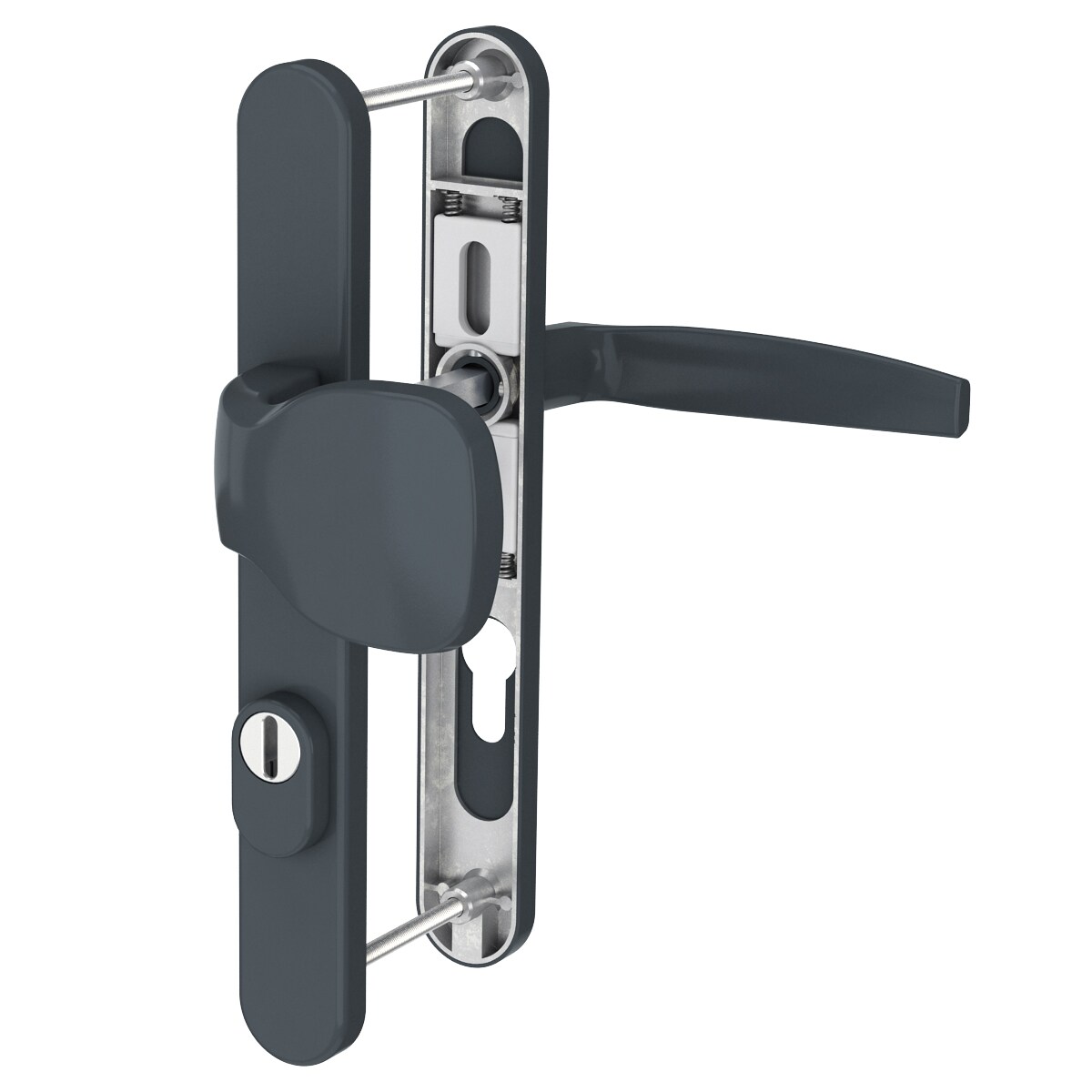 MS Beschläge 72mm Schmalrahmengarnitur mit Kernziehschutz Anthrazit Knopf/Drücker TS 55-70mm Image