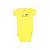 Carter's Short Sleeve Onesie: Yellow Print Bottoms - Size Newborn