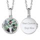 Tree of Life Locket Necklace That Holds Pictures, Stone Crystal Locket Pendant, Customized Engraved Jewelry, 925 Sterling Silver Locket Chain Hollow Round Photo Locket with Cubic Zirconia for Girls