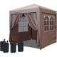 Gazebo Pop-Up 2,5 x 2,5 m Beige avec repose-pieds et 4 parois latérales Easy fastening avec 2