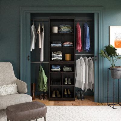 Dotted Line™ Mel 69" W - 95" W Closet System Starter Kit Manufactured Wood in Brown | 76.63 H x 15.69 D in | Wayfair