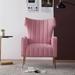 Wingback Chair - Etta Avenue™ Floreal 27.5" Wide Wingback Chair Velvet/Fabric in Pink | 39 H x 27.5 W x 29 D in | Wayfair