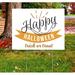 The Holiday Aisle® Happy Halloween Yard Sign 2 Garden Stake Resin/Plastic/ in Black/Orange | 23 H x 18 W x 0.19 D in | Wayfair