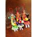 The Holiday Aisle® 6 Piece Folk Art Christmas Hanging Figurine Ornament Set Fabric in Green/Red/Yellow | 3 H x 2.4 W x 0.5 D in | Wayfair 187243