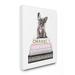 Stupell Industries Dashing French Bulldog & Iconic Fashion Bookstack - Graphic Art Print on Canvas in Green | 20 H x 16 W x 1.5 D in | Wayfair